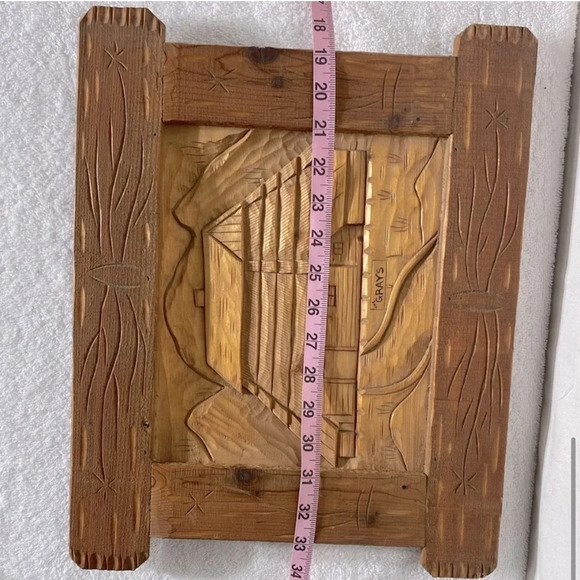 Vintage Hand Carved 3D Wood Homestead Art - Picture 9 of 10